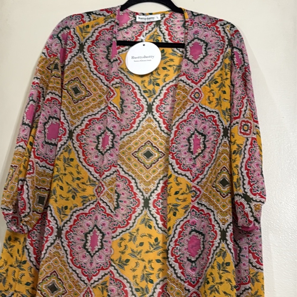 RusttyDustty Multicolor Geometric Patterned Maxi Duster - Picture 3 of 5